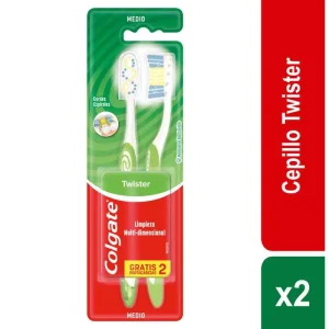 2 CEPILLO DENTAL COLGATE TWISTER GRATIS 2 PORTA CABEZAS OFERTA