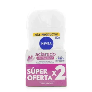 2 DESODORANTE NIVEA BARRA ACLARANTE EFECTO SATIN 50 GR OFERTA