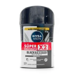 2 DESODORANTE NIVEA BARRA BLACK WHITE HOMBRE 50GR OFERTA