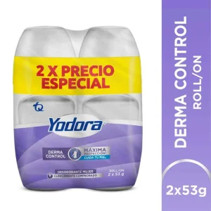2 DESODORANTE YODORA ROLL DERMA CONTROL 53 GR MUJER OFERTA