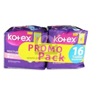 2 TOALLAS KOTEX NOCTURNA TELA 8 UDS