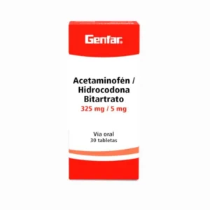 ACETAMINOFEN 325 MG + HIDROCODONA 5 MG CAJA X 30 TABLETAS GENFAR