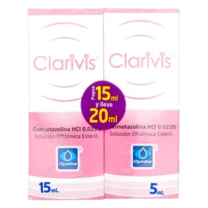 CLARIVIS (OXIMETAZOLINA 0.025%) GOTAS OFTÁLMICAS X 15 ML + GRATIS FRASCO X 5 ML