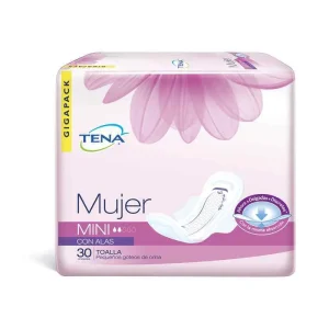 TOALLAS TENA MUJER MINI ALAS 30 UNIDADES